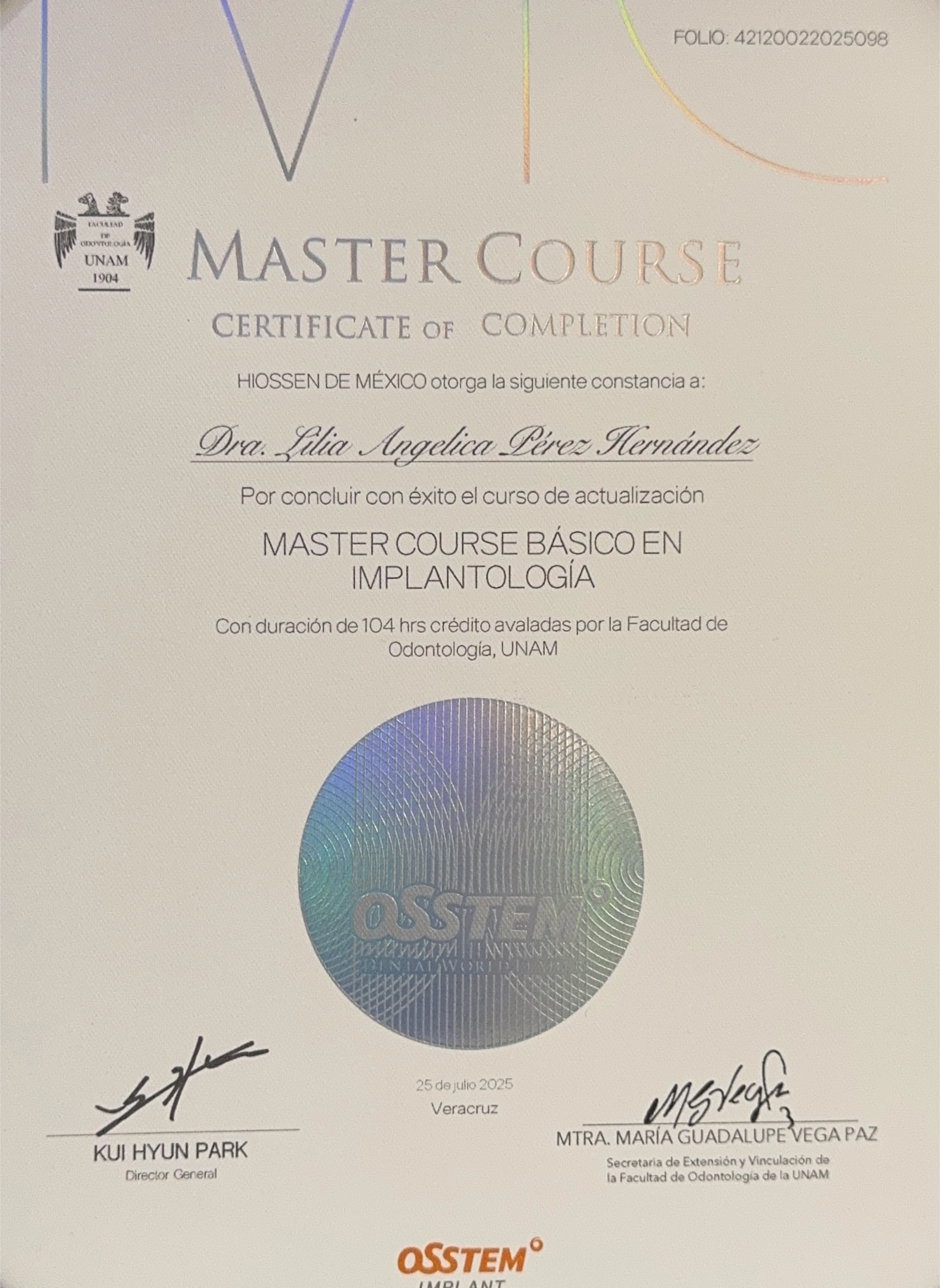 Master Course Básico en Implantologia - Facultad de Odontología, UNAM 2025